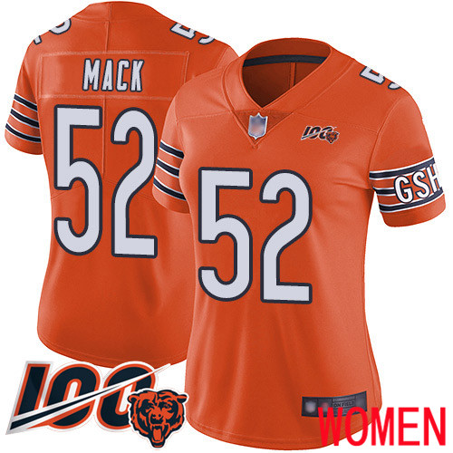 Chicago Bears Limited Orange Women Khalil Mack Alternate Jersey NFL Football 52 100th Season
